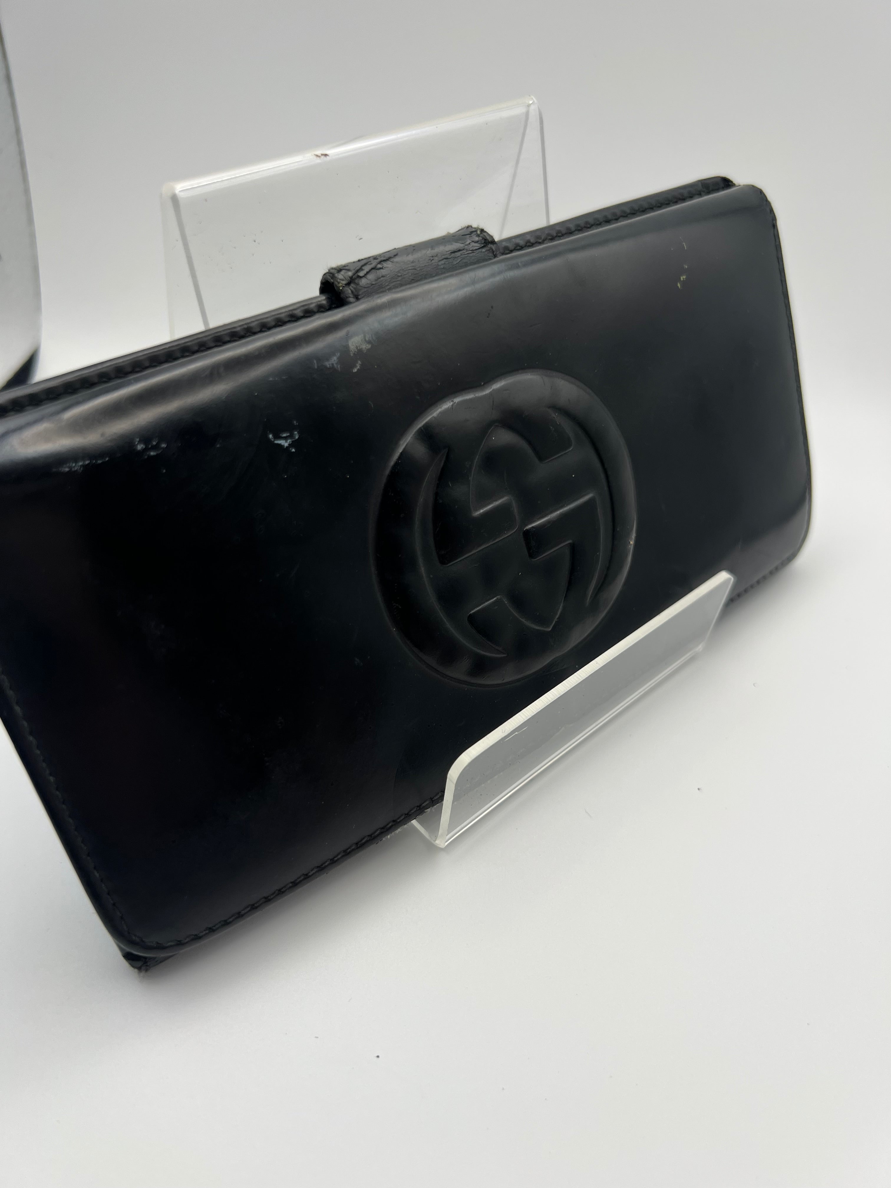 Gucci black long leather wallet
