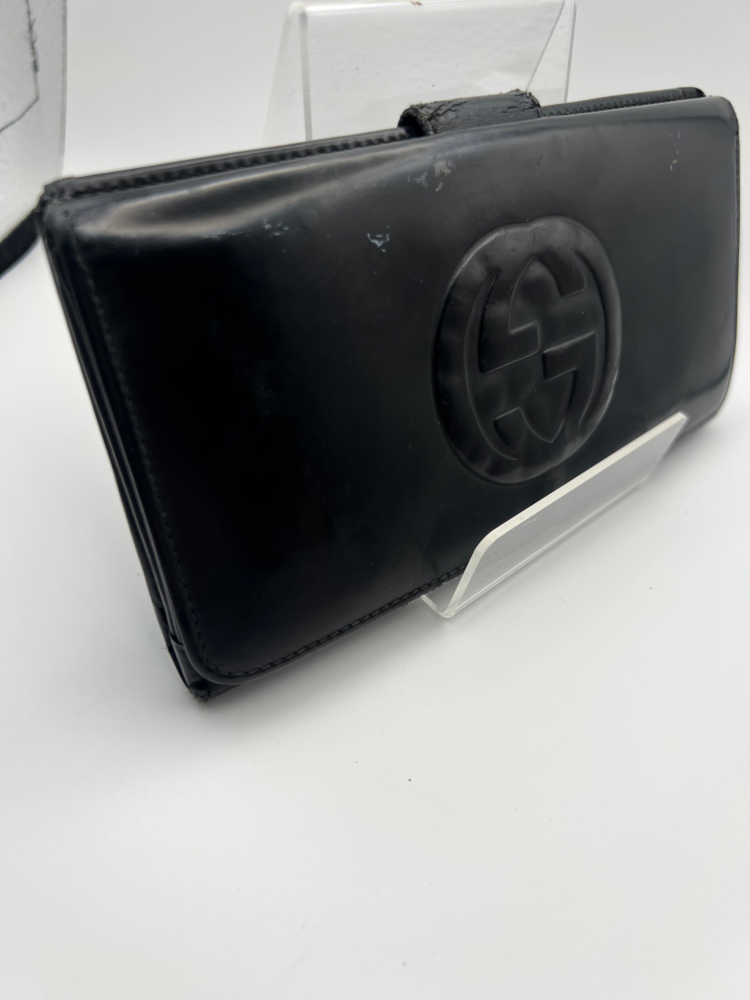 Gucci black long leather wallet