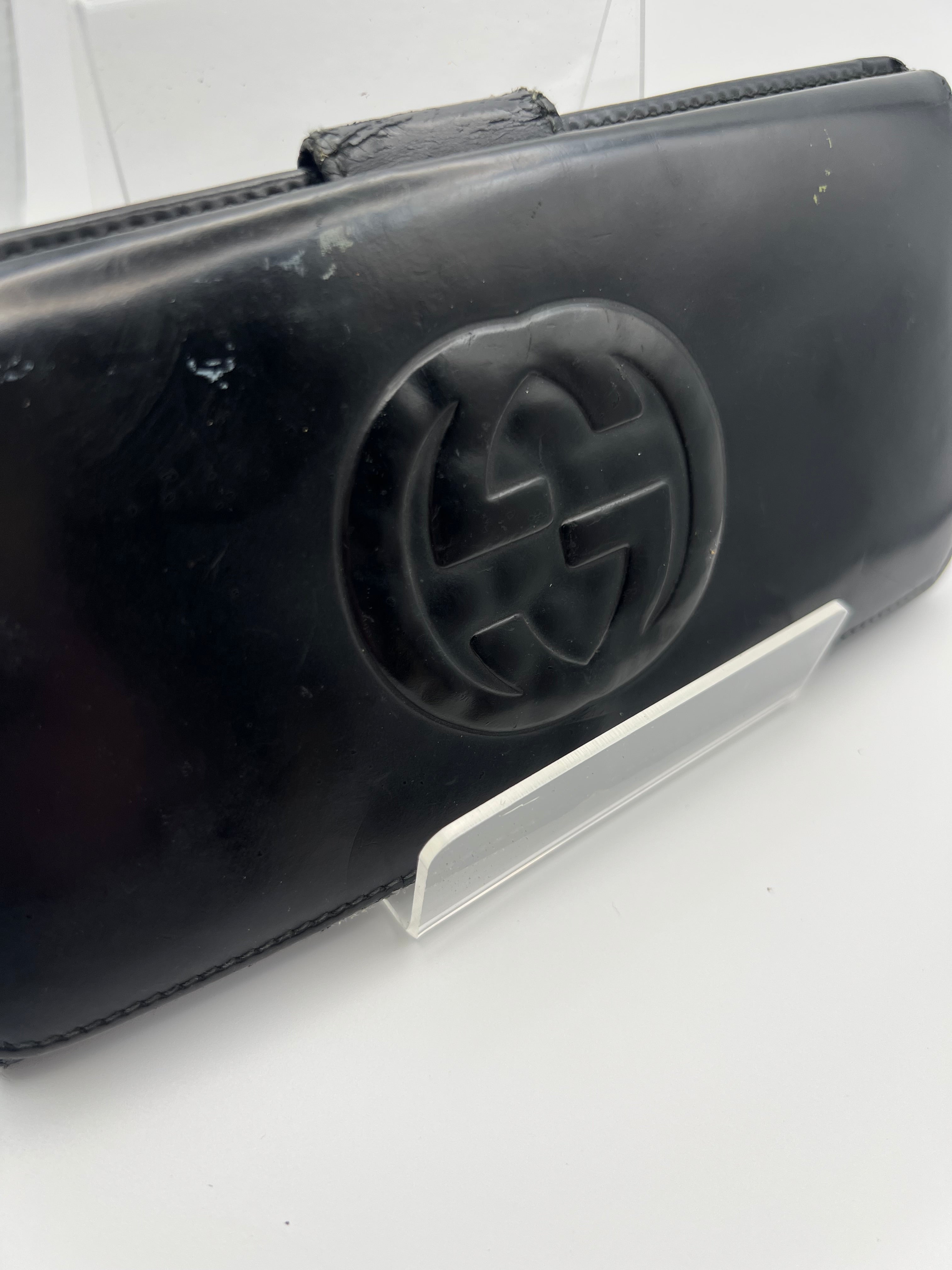 Gucci black long leather wallet