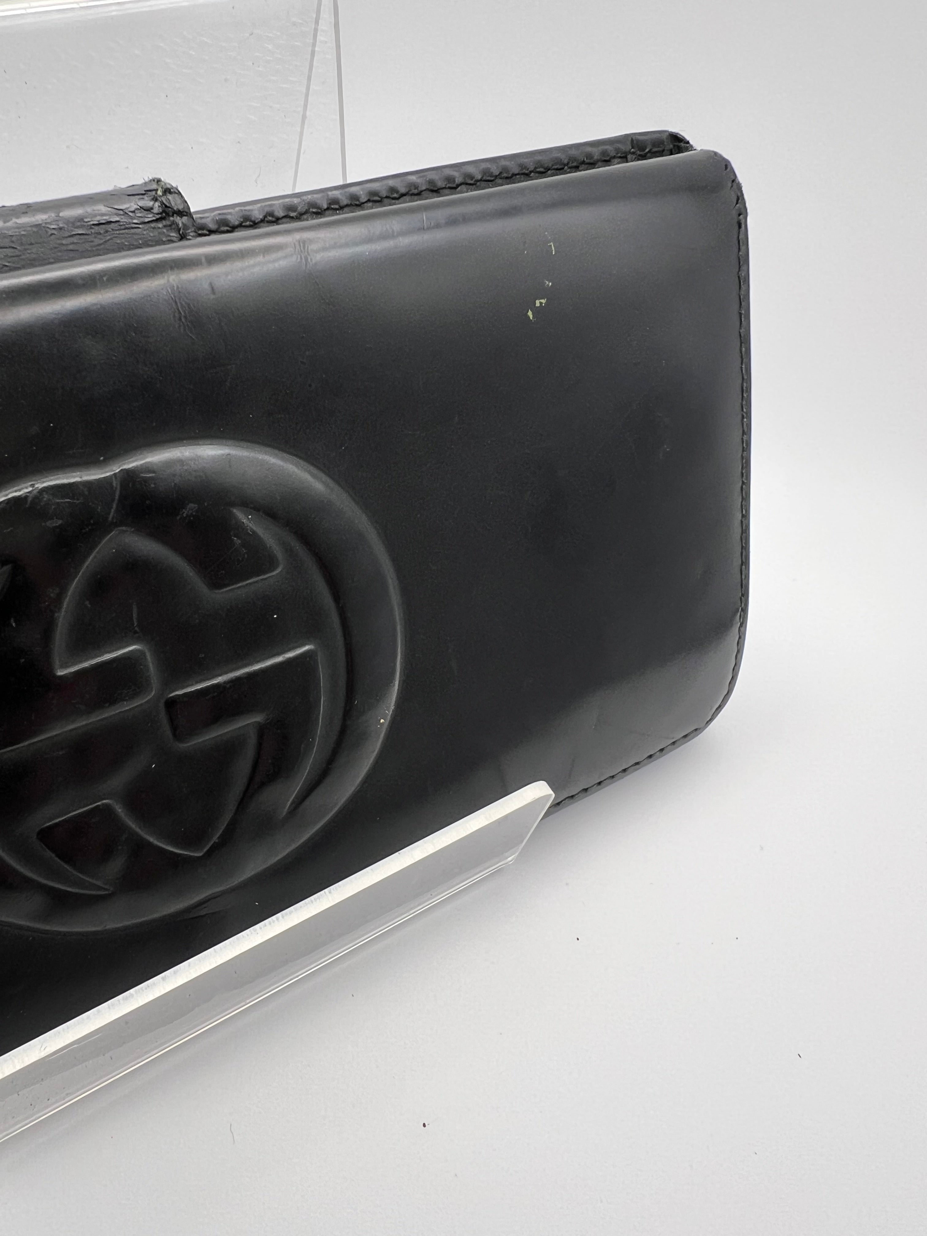 Gucci black long leather wallet