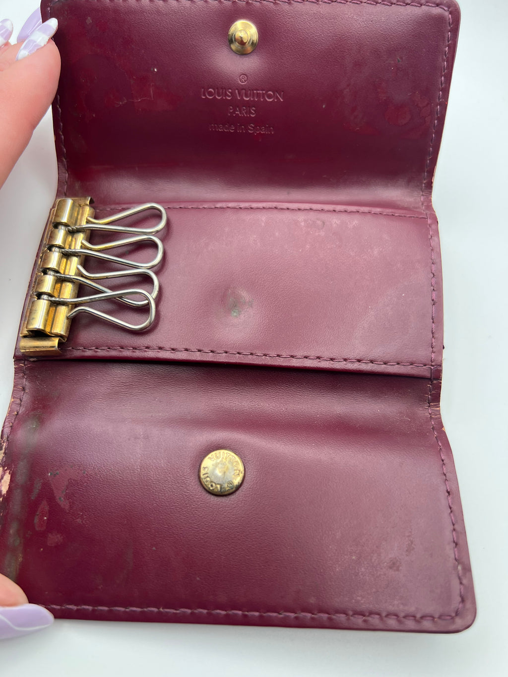 Louis Vuitton red Vernice 4 key holder