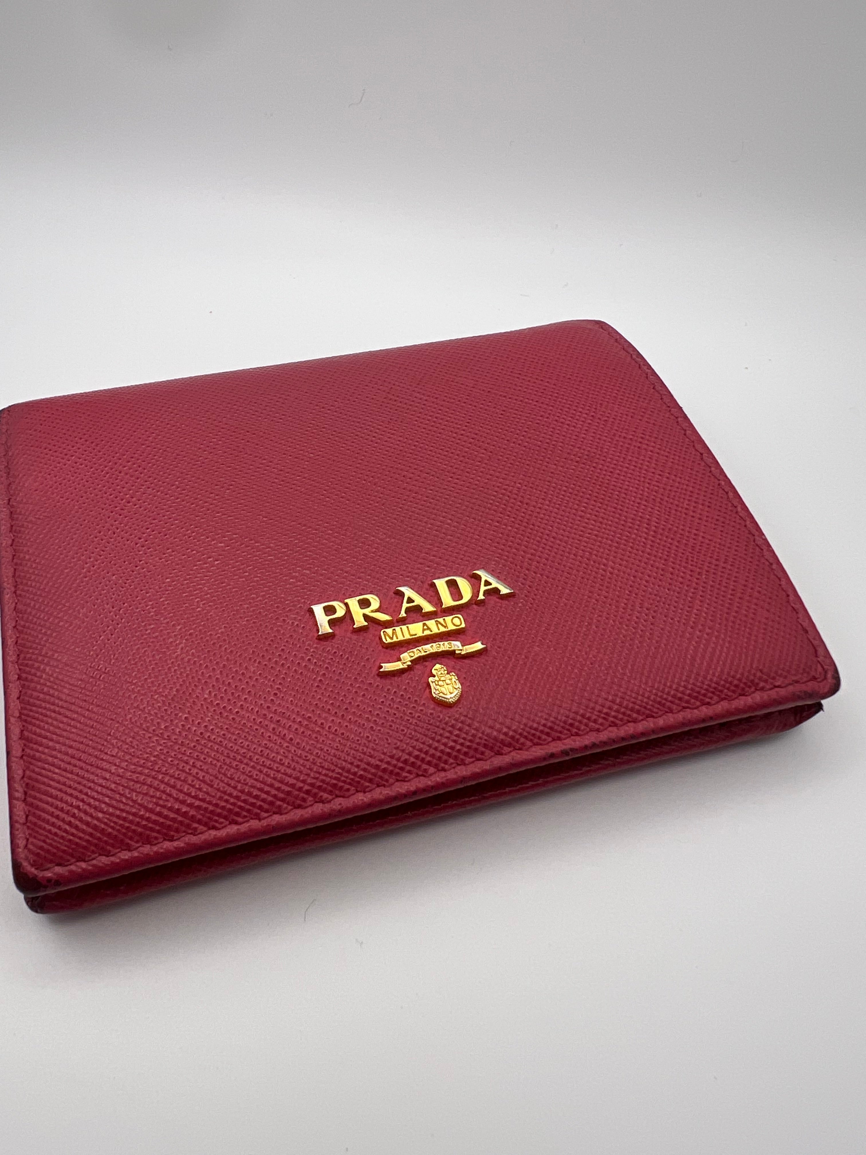 Prada pink leather bifold wallet