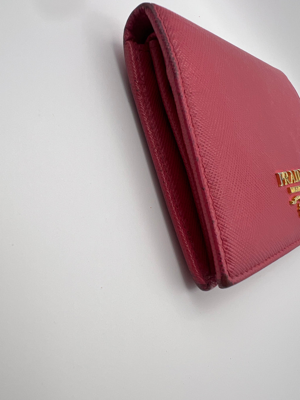 Prada pink leather bifold wallet