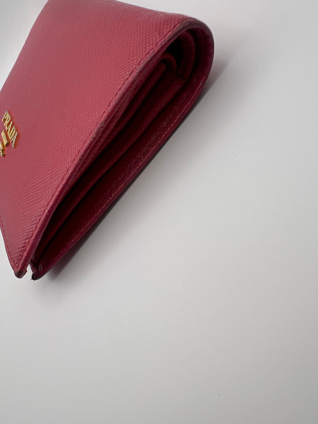 Prada pink leather bifold wallet