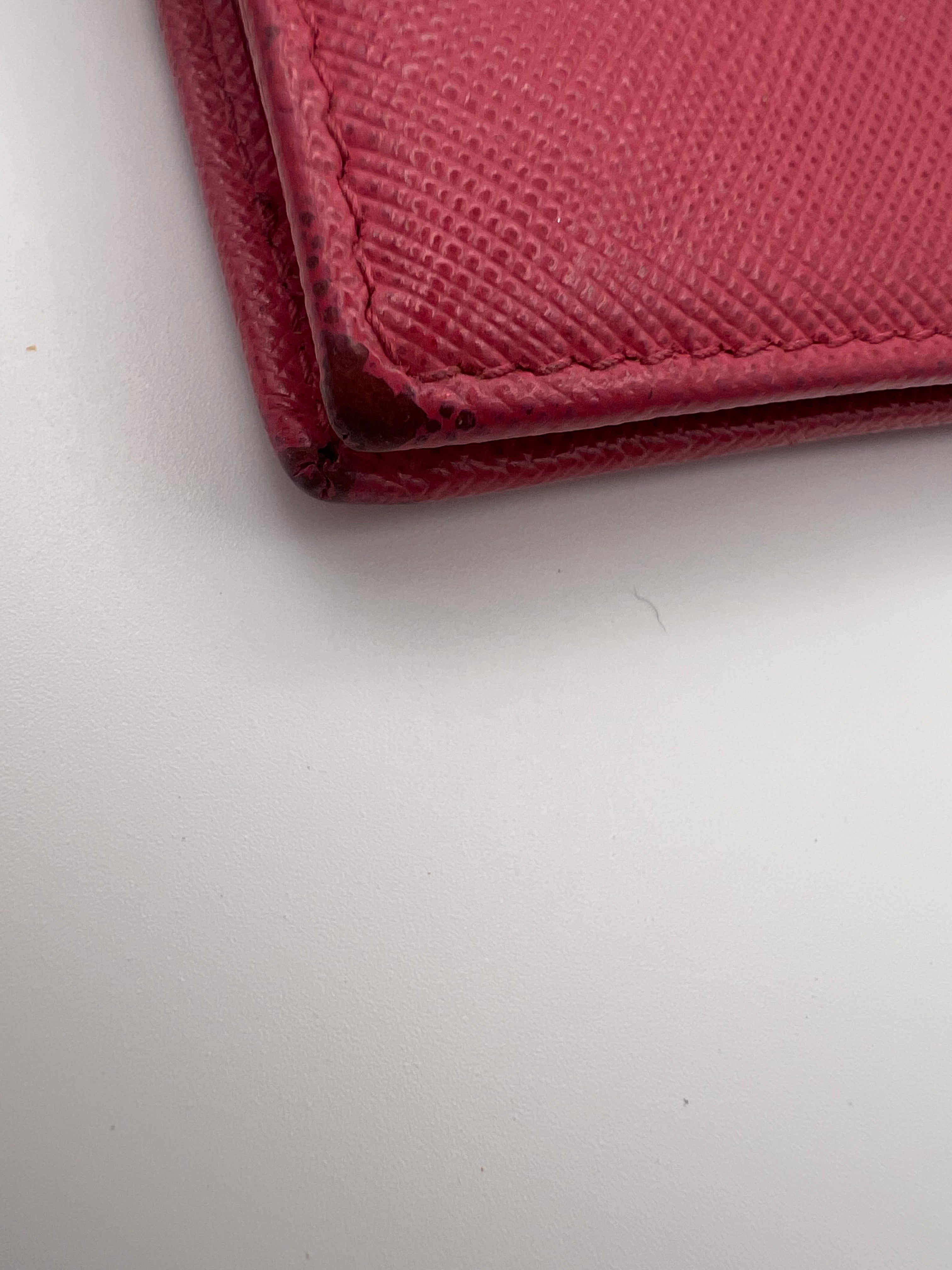 Prada pink leather bifold wallet