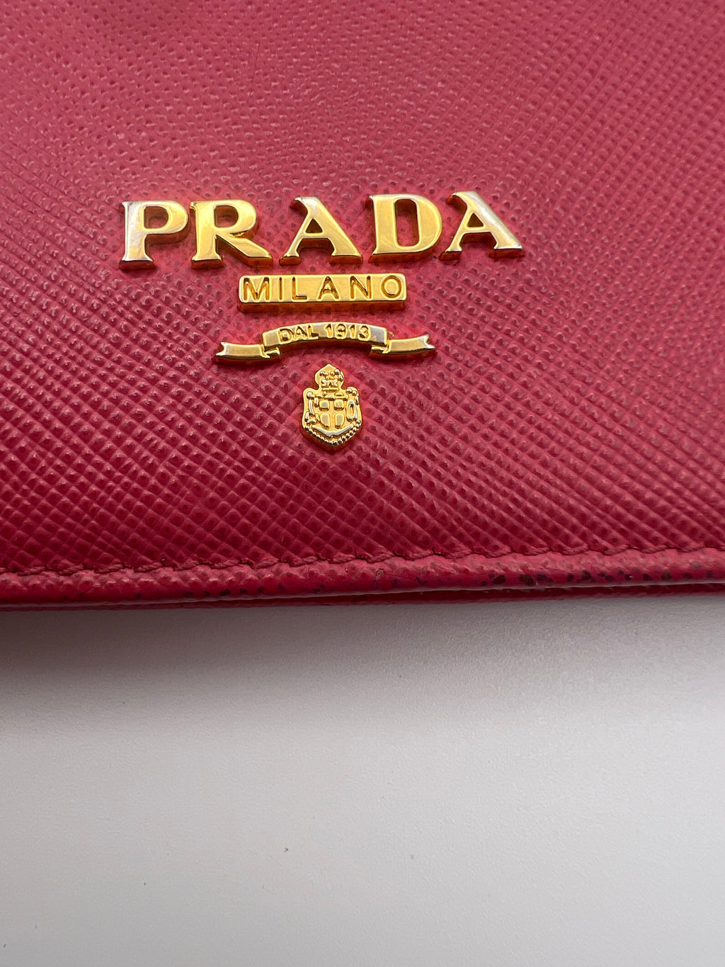 Prada pink leather bifold wallet