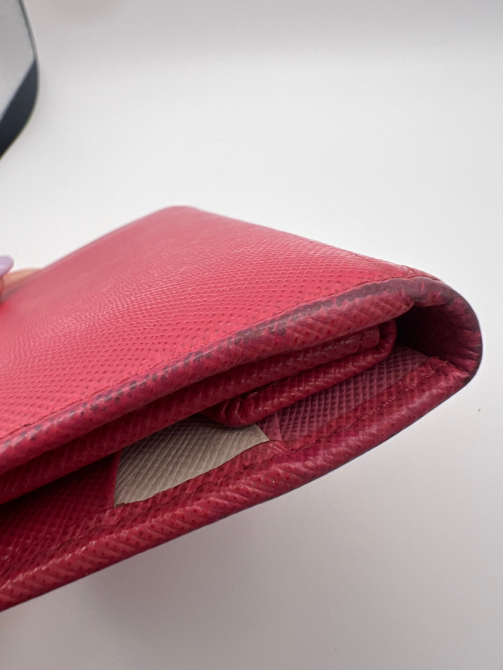 Prada pink leather bifold wallet