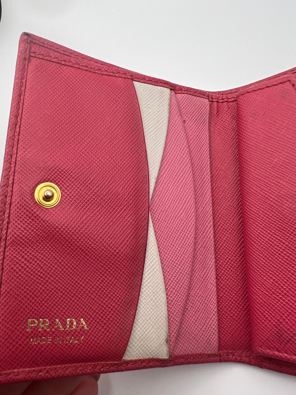 Prada pink leather bifold wallet