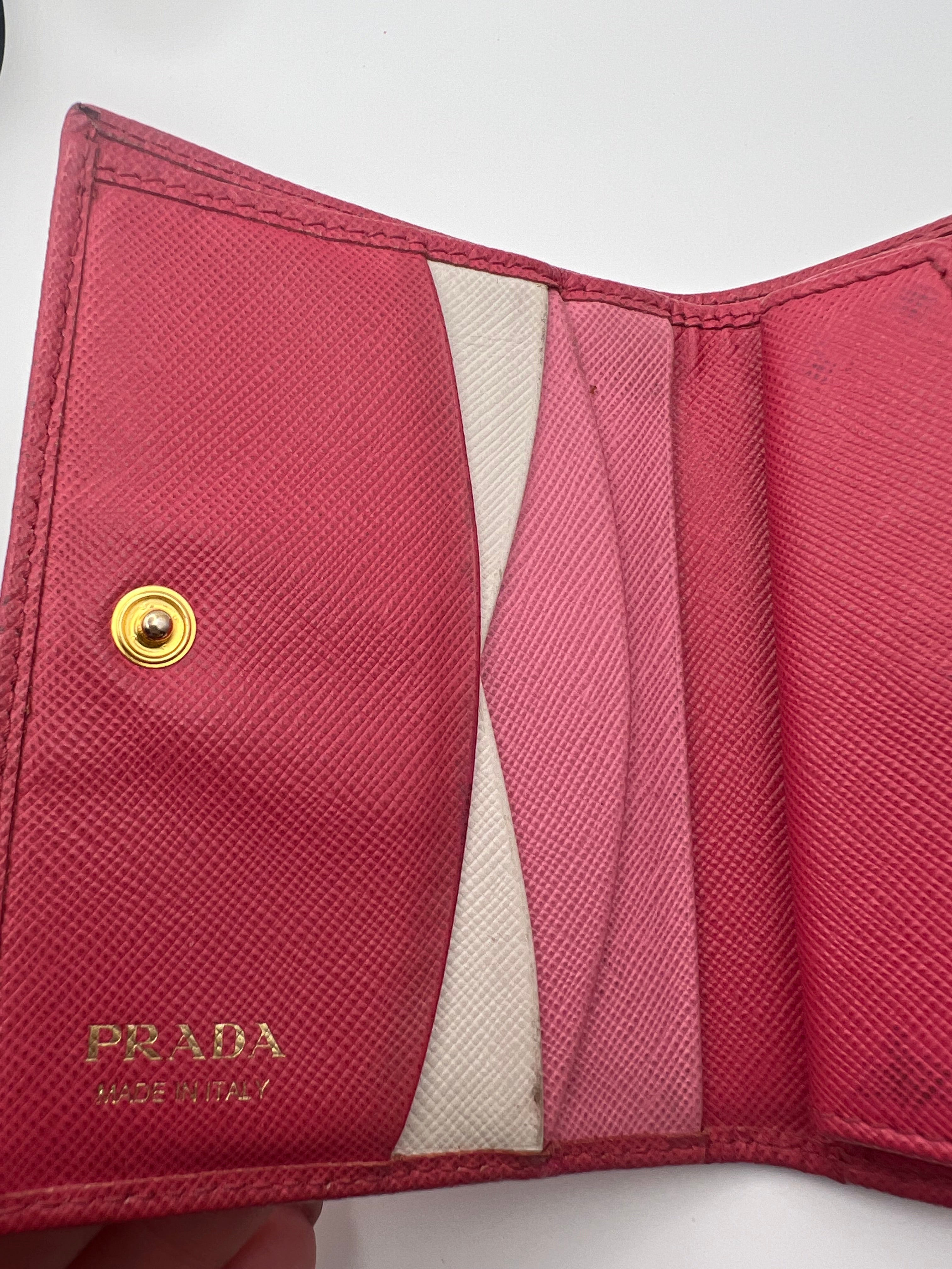 Prada pink leather bifold wallet