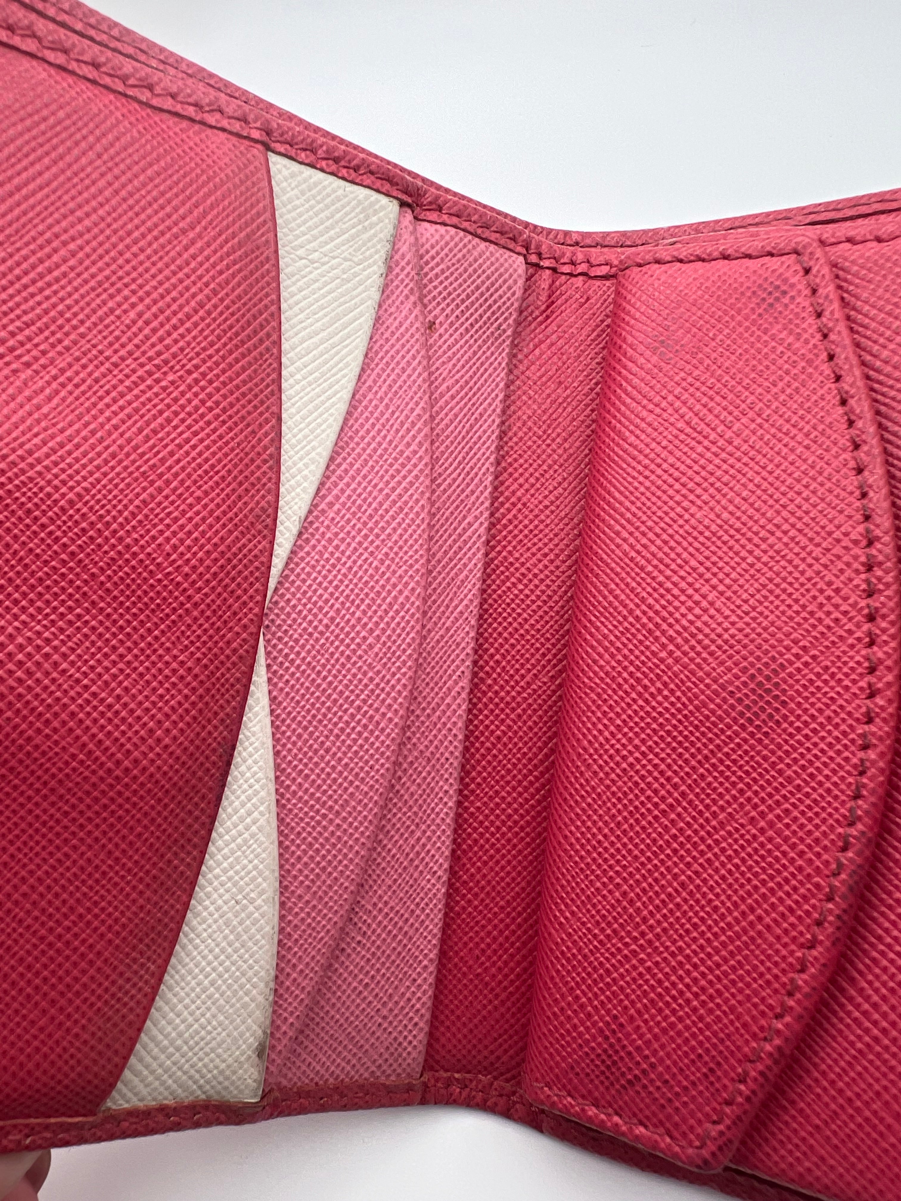 Prada pink leather bifold wallet