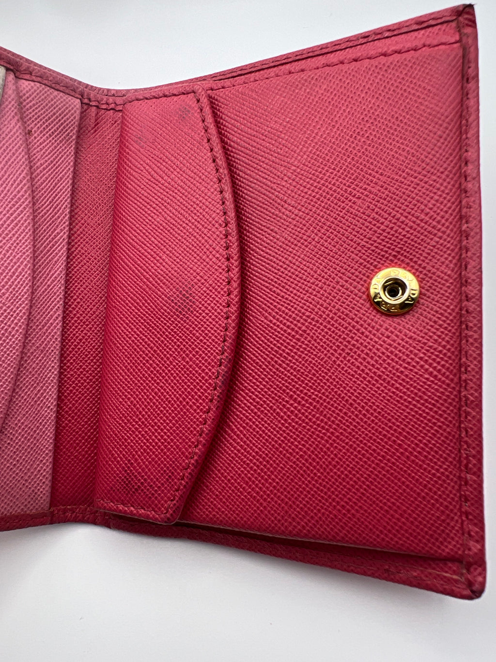 Prada pink leather bifold wallet