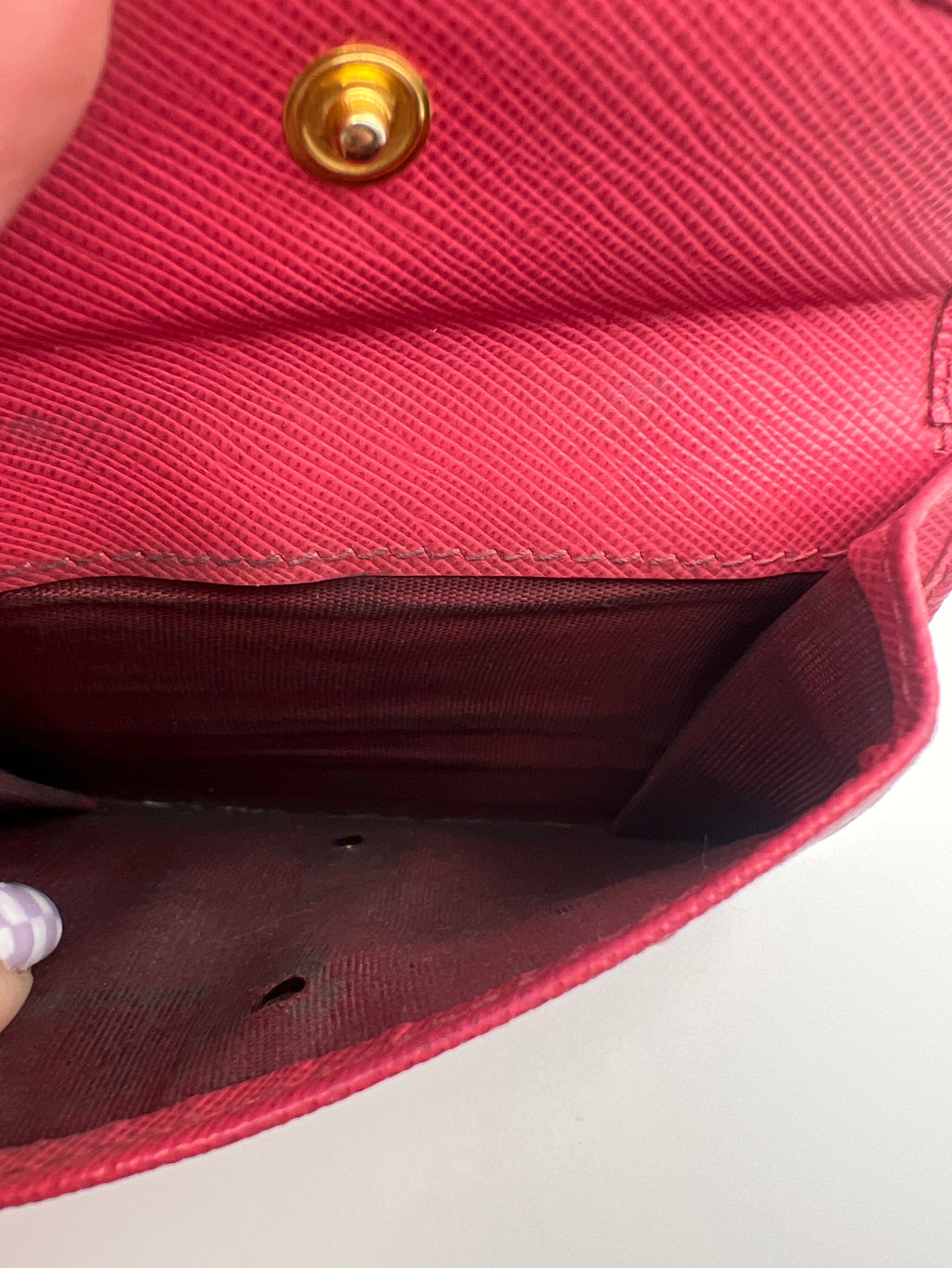 Prada pink leather bifold wallet