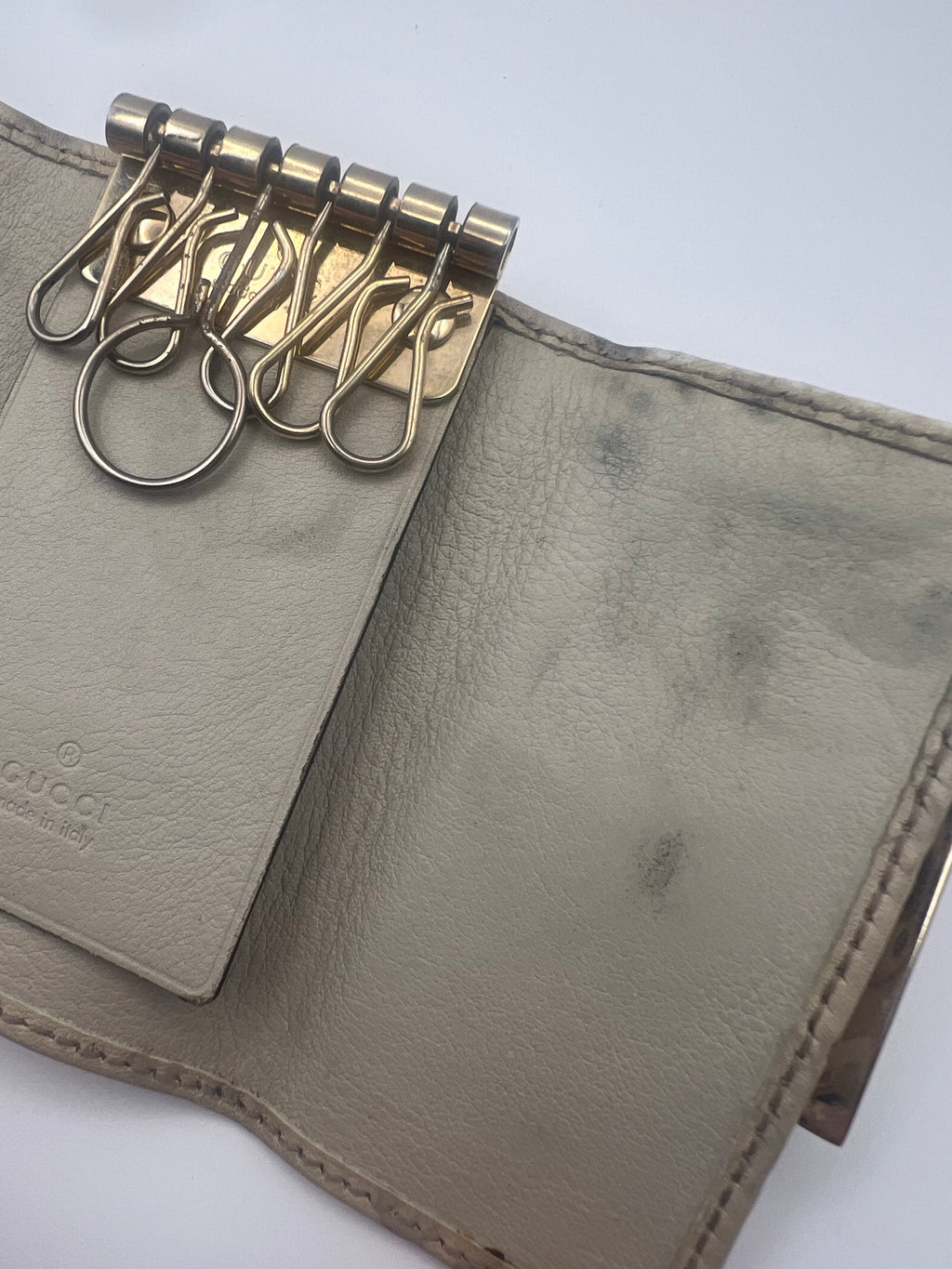 Gucci ssima GG logo leather 6 ring key holder